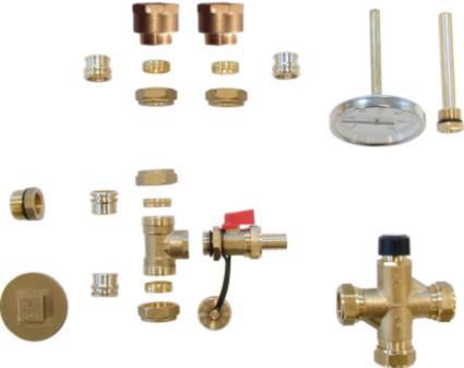 Solar Boyler Bağlantı Seti Teslimatta verilenler: 1 x Göstergeli termometre 1 x Redüktör ¾ A ½ I, kendinden contalı 2 x Vida 1 A/I, kendinden contalı 1 x Termostatik kullanım suyu karıştırıcı 1 x