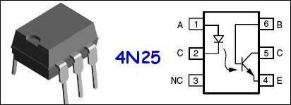 Tasarımda kullanılan 4N25 Optokuplörünün yapısı Şekil 6 