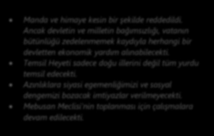 Mebusan Meclisi nin toplanması için çalışmalara devam edilecekti. 7-1921 Anayasası nın bazı maddeleri: Egemenlik, kayıtsız şartsız milletindir.