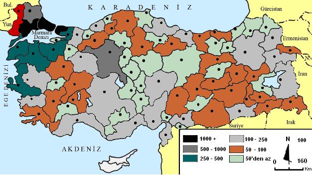 99 Harita 1.5. Araştırma Sahasından Göç Eden Nüfusun İllere Göre Dağılımı (2010). Edirne İli nin aldığı göçler incelendiğinde de sıralamada küçük bir değişiklikle listenin aynı olduğu görülmektedir.