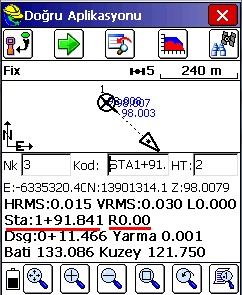 9 uncu kilometresinde olunduğunu ve 0.45m (45cm) sağında olunduğunu ifade eder.tam olarak hat üzerine girmek için 45 cm sola gidilmelidir. Yani özet olarak ekranda R0.