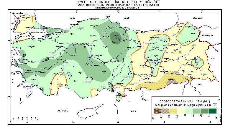 c) Akdeniz Bölgesi: Kümülatif yağışlarda bölge ortalaması 756,2 mm., normali 723,0 mm., geçen yıl aynı dönem ortalaması ise 600,0 mm.dir.