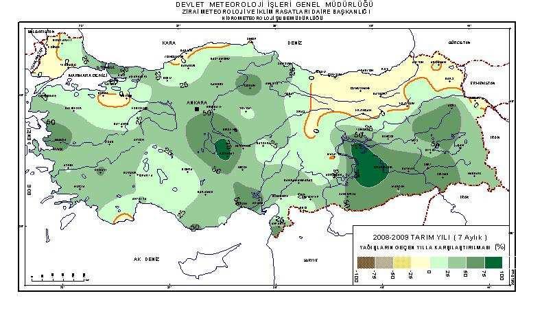 Şekil 2.47 2008-2009 tarım yılı yağışları ile geçen yılların karşılaştırılması (Devlet Meteoroloji İşleri Genel Müdürlüğü) 2.