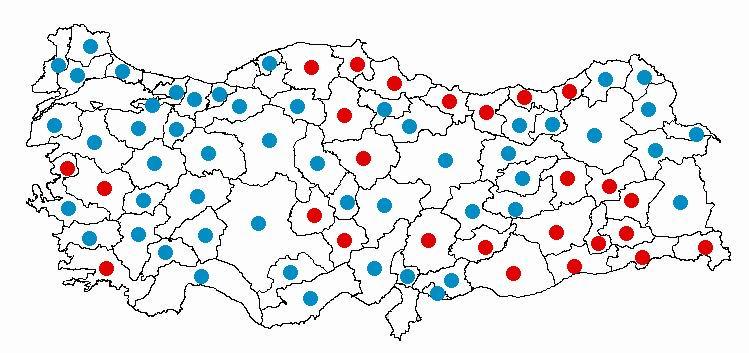 Klarnet Kullanılan İller Klarnet Kullanılmayan İller