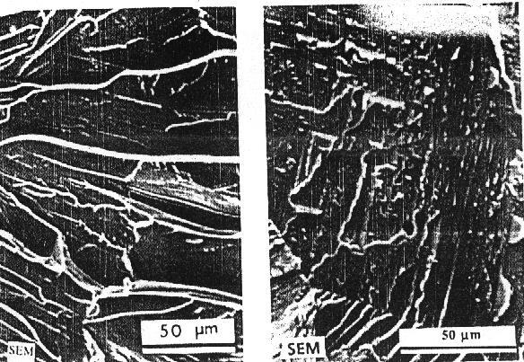 Klivaj görüntüleri, 1. resim düşük sıcaklıkta (-192 C) ani kırılma sonucu ortaya çıkmıştır. Kayma hatları çok belirgindir. 2.