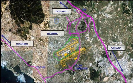 141 7.14.3. Mevcut uçuş ikram hizmetleri Uçuş İkram hizmeti yer destek ekipmanları alanına yakın olan bir tesiste yaklaşık 1,300m 2 lik bir alanda hazırlanmaktadır. 7.15. Ulaşım 7.15.1. Karayolu ulaşımı Sabiha Gökçen Havaalanı İstanbul un doğu-batı yönünde uzanan iki ana karayolu O- 4 (TEM) ve D100 (E-5) arasında konumlanmıştır;.