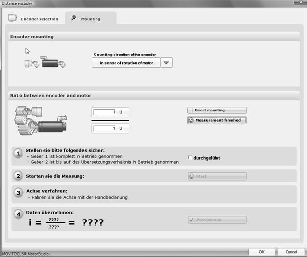 5 I 0 Devreye alma Devreye alma MOVIAXIS tek motorlu işletme Aktarma oranı ölçümü [Speed ratio measurement] butonu [Speed ratio measurement]