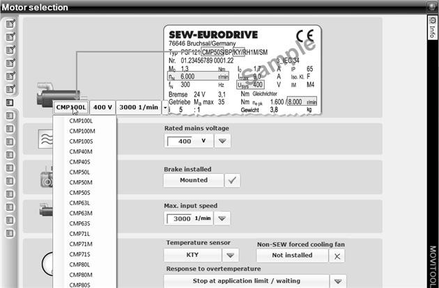 5 I 0 Devreye alma Devreye alma MOVIAXIS tek motorlu işletme "Motor selection" menüsünde motorun devreye alınması için gerekli motor verileri manüel olarak ayarlanır.