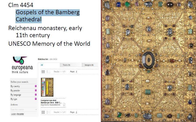 Resim 27: Bavyera Devlet Kütüphanesi, UNESCO Dünya Kültür Mirası Koleksiyonu Clm 4454 Numaralı Bamberg Katedrali Ġncili Dermedeki eserlerden bir highlights (en değerliler) koleksiyonu oluģturulmuģtur.
