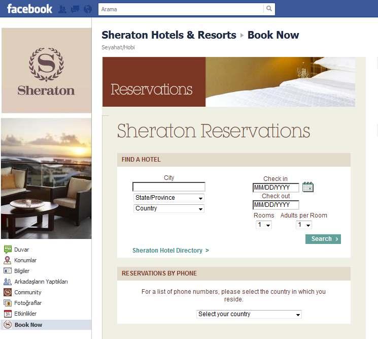 61 Şekil 13: Sheraton Hotel Facebook Sayfası Kaynak: http://www.facebook.com/sheratonhotelsandresorts?