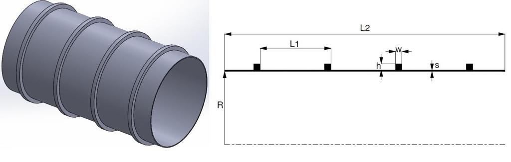 Şekil 6 : Model boyutları Tablo 1. Model boyutları Model Numaraı R (mm) (mm) L1 (mm) h (mm) w (mm) Malzeme Tam ölçek 1695 6 1500 105 45 St 4 Küçük ölçek 113 1.