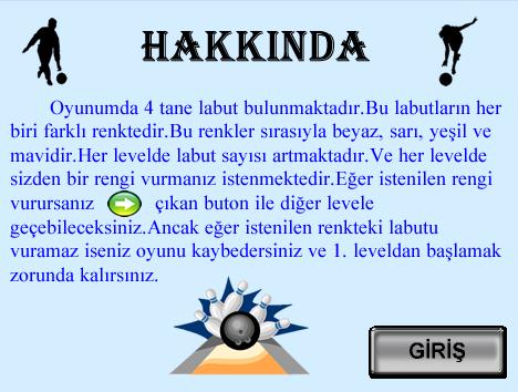 Bu butonu tıkladığımızda ise oyun hakkında bilgi bulunmaktadır. Ayrıca giriş ekranında Triumph sesi çalar.