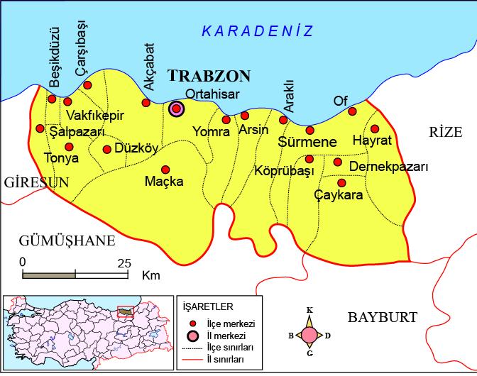 Bu tepeler doğuda Çoruh nehrinde başlayarak Ordu-Samsun istikametinde son bulmaktadır.