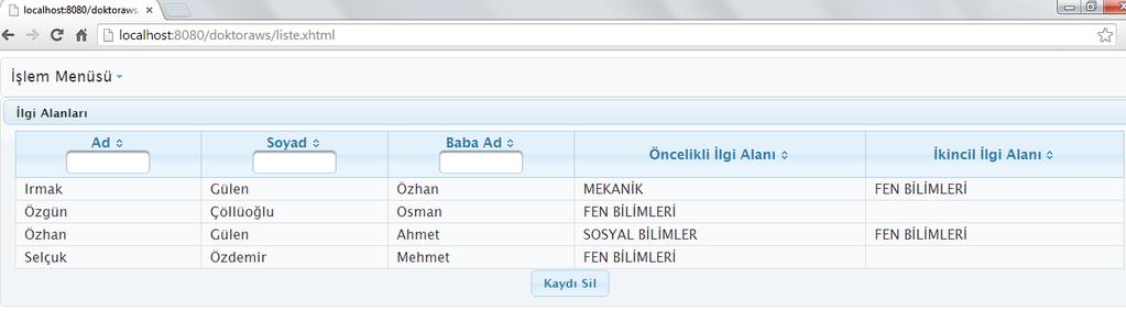 77 Kullanıcı veri girişini bitirdikten sonra İlgi Alanı Oluştur düğmesine basar.