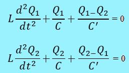 md 2 x 1 /dt 2 + kx 1 +k'(x 1 x 2 )=0 md 2 x 2 /dt 2 + kx 2 +k'(x 2 x 1 )=0 Bu son iki denklemi çiflenimli harmonik salınganların Eşitlik-4.