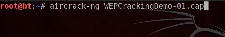 Bu, aircrack-ng yazılımını başlatacak ve WEP anahtarı kırma işlemine dosyadaki veri paketlerini kullanarak başlatılacaktır.