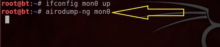 MAC adresinin değiştirilmesi Komut 2 : airodump - ng mon0 Dinleme Modu Bu komut ile WPA2 şifrelenmiş (Encrypt) verileri Wlan0 olan ağ kart ile dinlemeye alınmaktadır.