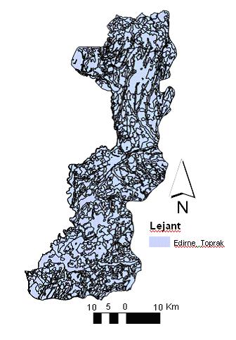 Şekil 2. Edirne Temel Toprak Haritasının CBS ortamına aktarılmış sayısal formatı.