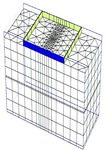 1 Sonlu eleman modeli Bu çalışmada, yukarıda özetlenen Poulos ve diğ. (1995) deney düzeneği PLAXIS 3-D programı ile üç boyutlu olarak modellenmiştir.