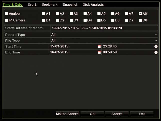 Ek E TruVision Kayıt Cihazı Arşivleme Talimatları Kaydedilmiş videoyu arama ve izleme 1. Canlı izleme modunda ön paneldeki Ara düğmesine basın.