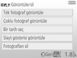 Kılavuzun en üst seviyesi çevirmeli ayar düğmesi g konumuna