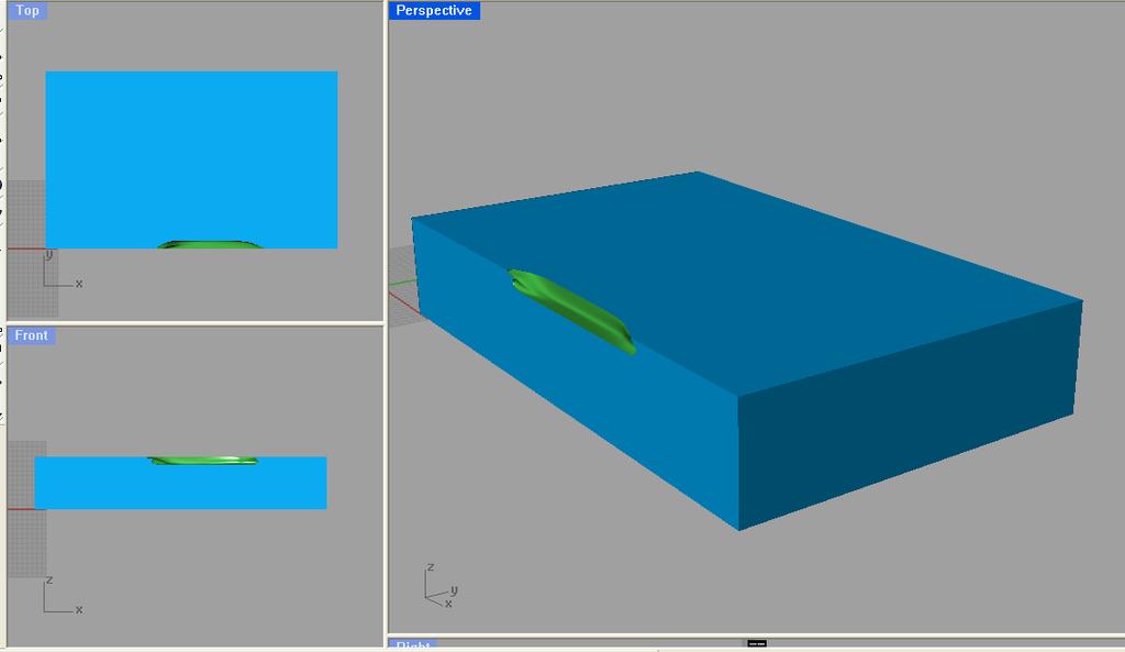 ġekil 4.3 Kontrol Hacmine GömülmüĢ Halde Gemi Gövdesi 4.2. Ağ Yapısının OluĢturulması Ağ yapısı ANSYS CFX-MESH programında yapısal olmayan ağ olarak yapılmıģtır.