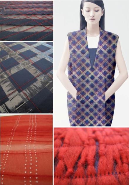 Yağcıbedir Halılarından esinlenilerek geliştirilen kumaş tasarımları (MSGSÜ-Tekstil ve Moda Tasarımı Bölümü Arşivi) Yağcıbedir halılarının ayırt edici özelliği olan lacivert veya kırmızı zemin rengi