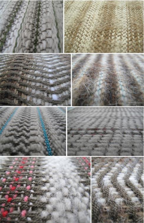 Siirt Battaniyesinden esinlenilerek geliştirilen kumaş tasarımları (MSGSÜ-Tekstil ve Moda Tasarımı Bölümü Arşivi) Siirt battaniyelerinde görülen tiftiğin doğal renkleri olan beyaz, kahverengi ve