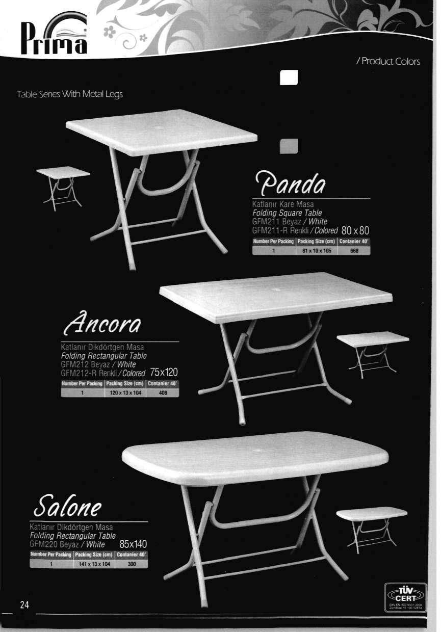 / Product Colors Table Series With Metal Legs ^oncfo Katlanir Kare Masa Folding Square Table GFM211 Веш/White GFM211-R Renkli /Colored 80x80 НипЛ» Рв РкИпд I РаеИч Sia (cm) Conumir 40' 81x10x105 668