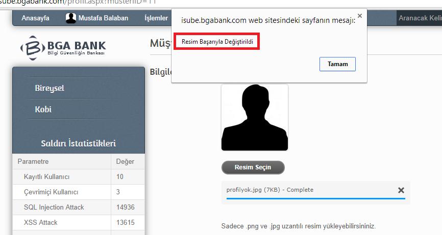 BGA BANK WEB GÜVENLIK TESTLERI UYGULAMA KITABı 125 3.