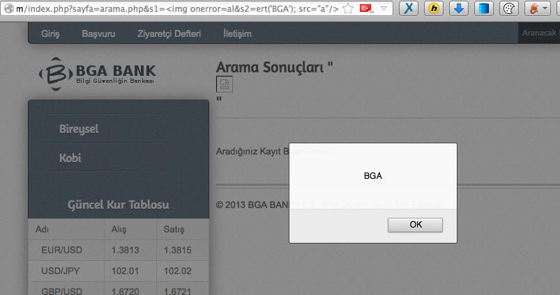 16 BGA BANK WEB GÜVENLIK TESTLERI UYGULAMA KITABı 5. HPF (HTTP Parameter Fragmentation) Yöntemi ile XSS İstismarı Örnek URL; http://isube.bgabank.com/?sayfa=arama.