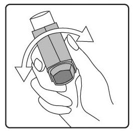 İnhalasyon için aerosolün kullanım talimatı İnhalasyon için aerosolün test edilmesi: İlk kez kullanımdan önce hastalar ağızlık kapağını, kapağın yanlarından hafifçe sıkarak çıkarmalı, inhalasyon için