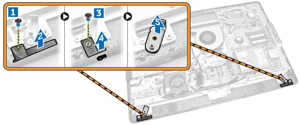 i. izinsiz girişi önleme anahtarı j. güç ve OSD düğmeleri kartı k. dönüştürücü kartı l. güç kaynağı fanı m. güç kaynağı birimi n. ısı emici aksamı o. işlemci fanı p. hoparlörler q. hoparlör kapağı r.