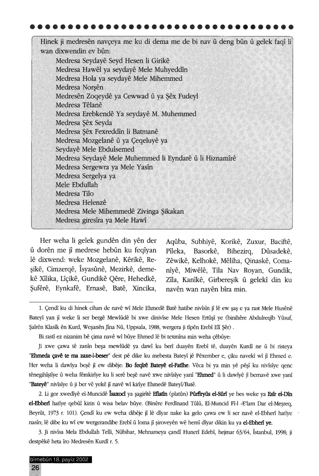 Hinek ji medresen navçeya me ku di dema me de bi nav u deng bun u gelek faqi li wan dixweı:ıdin ev bun: Medresa Seydaye Seyd Hesen.