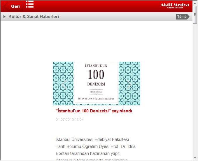 Portal Adres 'ISTANBUL'UN 100 DENIZCISI' YAYINLANDI : www.aktifmedya.