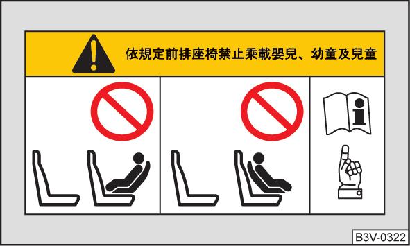 Ön yolcu ön hava yastığı devrede iken asla ön yolcu koltuğunda çocuğun sırtının sürüş yönünde olduğu bir çocuk koltuğu kullanmayınız. Bu çocuk koltuğu ön yolcu ön hava yastığının açılma bölgesindedir.