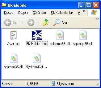 Bk-Mobile Programının Kurulumu Bk-Mobile programını el terminallerinde kullanabilmek için program dosyalarını el terminaline aktarılması yeterlidir. Bk-Mobile program dosyaları şunlardır: Bk-Mobile.