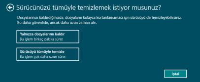 WINDOWS GERİ YÜKLEME VE SIFIRLAMA Adım 4: Karşınıza iki