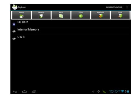 Kart), Internal Memory (Dahili Bellek) ve U Disk seçeneğine tıklayın, alt dosya listesine girin, dosya veya dosya klasörüne uzun basarak, klasör ekleyebilir, silebilir, kopyalayabilir, yapıştırabilir