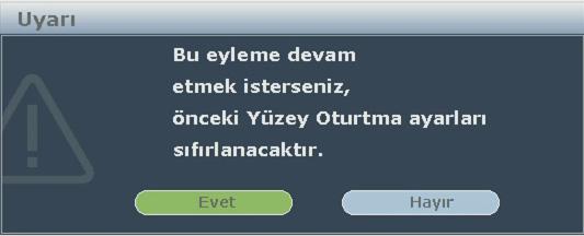 Yalnızca bir Yüzeye Sığdırma ayarı saklanacağından, önceki yönden diğerine değiştirmek isterseniz, önceki Yüzeye Sığdırma ayarını