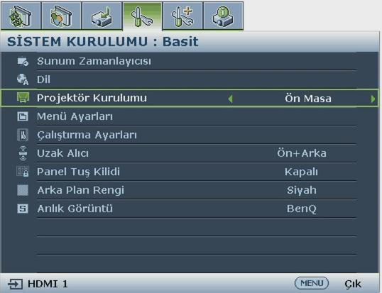 OSD menülerini kullanmak için lütfen önce onları bildiğiniz dile ayarlayın. 1. OSD menüsünü açmak için projektör veya uzaktan kumandadaki MODE/ ENTER düğmesine basın. 3.