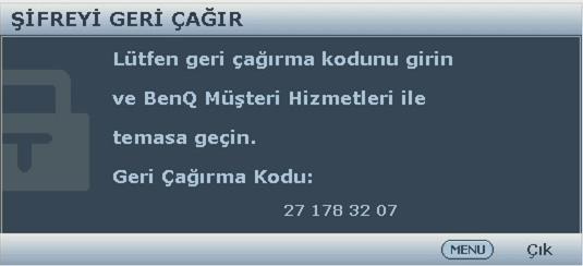 Şifreyi unutursanız Şifre fonksiyonu etkinleştirilmişse, projektörü her açtığınızda altı haneli şifreyi girmeniz istenecektir.