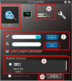"Projektörü web tarayıcısıyla uzaktan kontrol etme" sayfa 50.) ya da sadece Ara yı tıklatabilirsiniz.