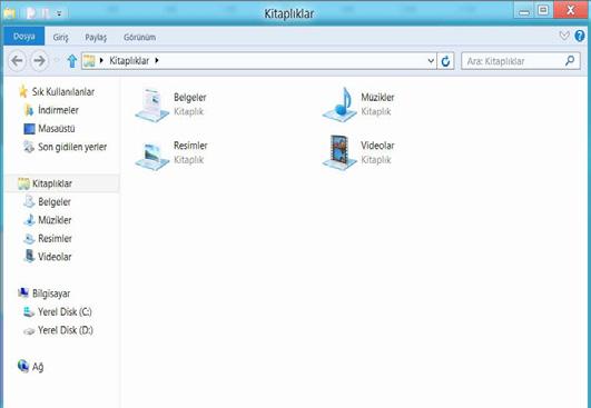 BILGISAYAR KULLANIMI ILE ILGILI TEMEL ORTAK BILGILER Belgeleri ve Dosyaları Görüntüleme Belgeleri ve dosyaları aramak için Masaüstündeki görev çubuğunda Windows Explorer (Windows Gezgini ) öğesine