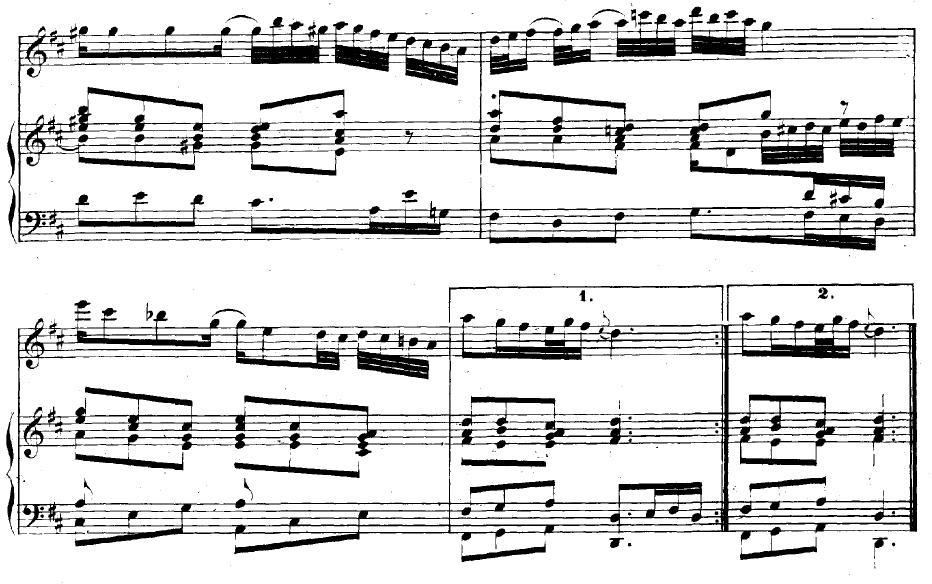 71 Örnek35: Bach (BWV 1030) Si Minör Sonat II. Bölüm (Largo e Dolce) b teması III. Bölüm (Presto-Allegro) Örnek36: Bach (BWV 1030) Si Minör Sonat III.