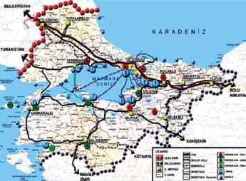 2 de sabah zirve saat için (07:00 08:00) yolculuk dağılımının karayolu şebekesine atanması sonucunda elde edilmiş hacim değerleri görülmektedir.