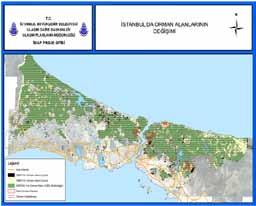 30 İstanbul Metropoliten Alanı Entegre Kentsel Ulaşım Ana Planı (İUAP) / Özet yapılaşma kısıtlarına rağmen tarihsel süreç içerisinde konut ve sanayi alanlarının mekansal olarak arttığı gözlenmektedir.