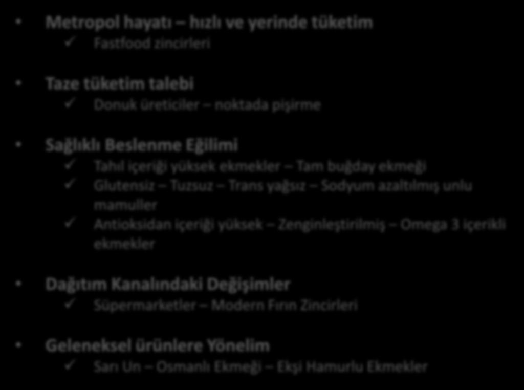 Eğilimler & İhtiyaçlar Eğilimler İhtiyaçlar Sektördeki değişimin sürükleyici etkenlerini; pazara yön veren tüketici eğilimleri ve değişen tüketim alışkanlıkları