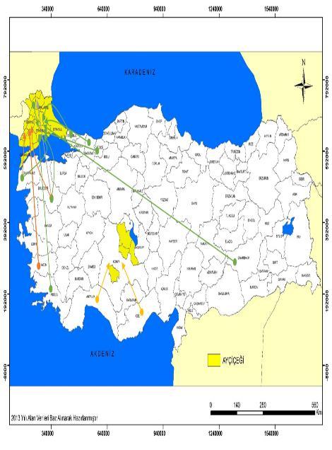 Püren balını Ankara ve Konya illerindeki arıcılar, Antalya ya ve Balıkesir deki arıcılar ise İzmir e giderek elde etmektedirler ve koloniye ortalama 4 kg verim alınmıştır.